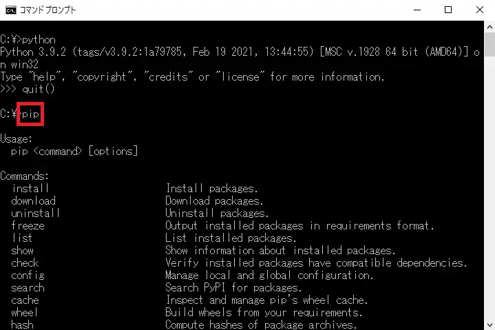 Pythonの動作確認